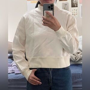 Cream Everlane organic cotton mock neck sweatshirt